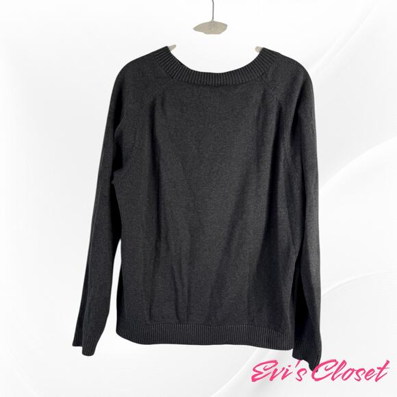 Gap Women's Cotton Sweater Sz L. Black Gray White Crew Neck Long Sleeve Classic - Picture 3 of 7